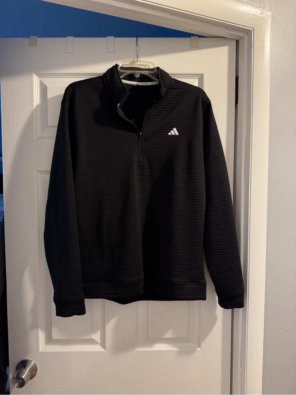adidas Black Men's Half-Zip Textured Pullover
